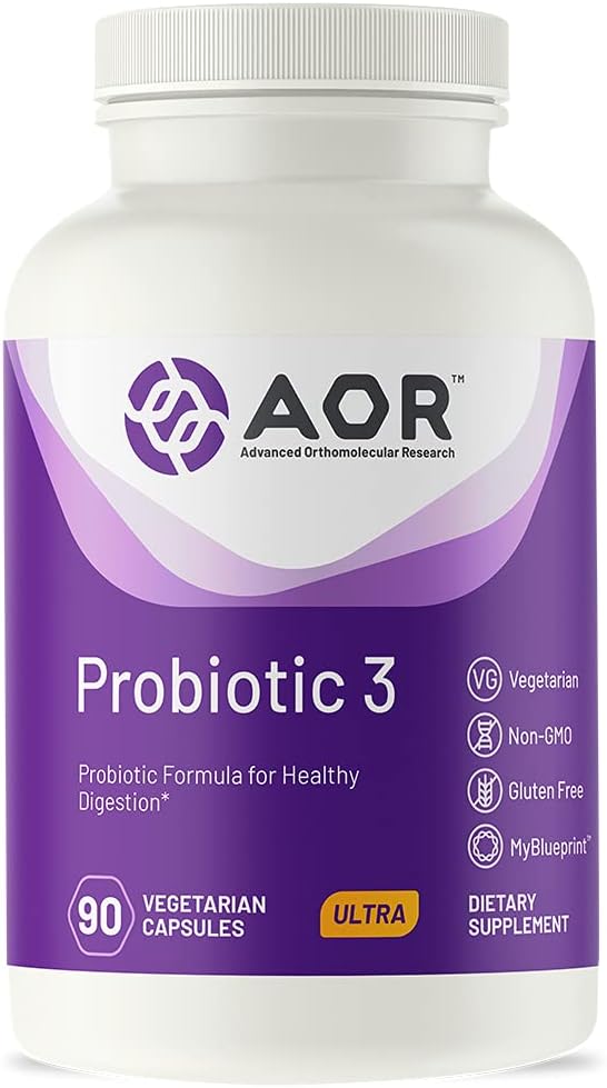 AOR, Probiotic 3, Digestive Aid for a Healthy Gassetric Tract, Gut Flora and Immune Response, Dietary Supplement, 45 Servings (90 Κάψουλες)