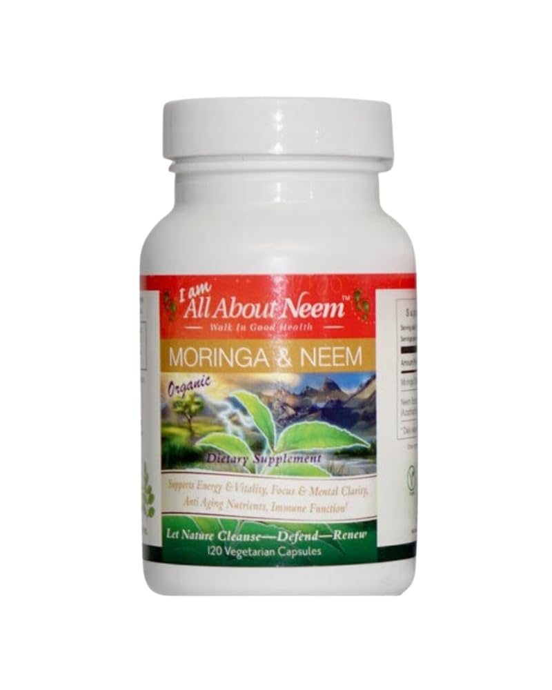 Organic Moringa 400mg & Neem Leaf 500mg κάψουλες – 120 Count – Detox & Superfood Nutrition – Vegan, Cruelty-free, Non-GMO – Ανοσοποιητική, Δερμάτινη & Ενεργειακή Υποστήριξη – Κατασκευάζεται στις ΗΠΑ