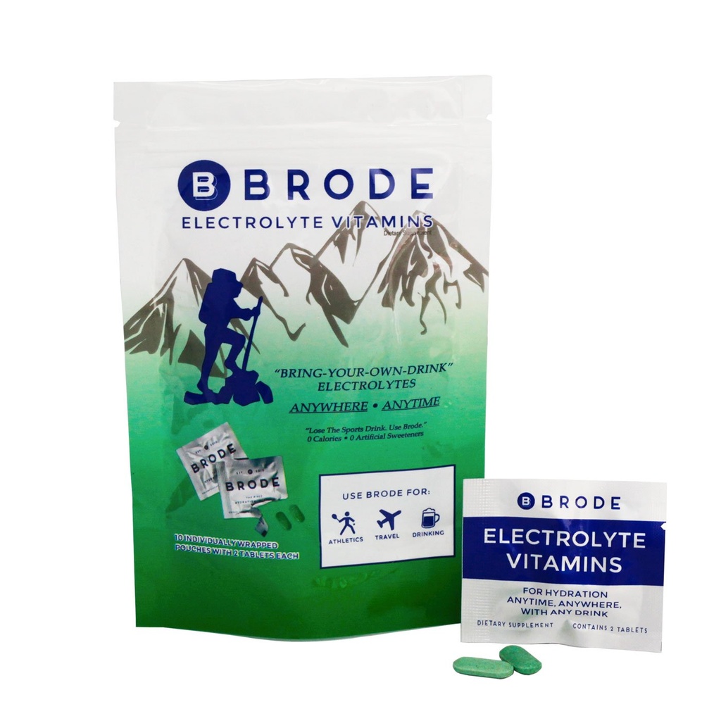 Brode Electrolyte Βιταμίνη - Φορητά Zero- Sugar Electrolyte δισκία - Όχι Gross Flavor - για σπορ, νυχτερινή ζωή, Jetlag, 5 Essential Electrolytes + 9 Βιταμίνες