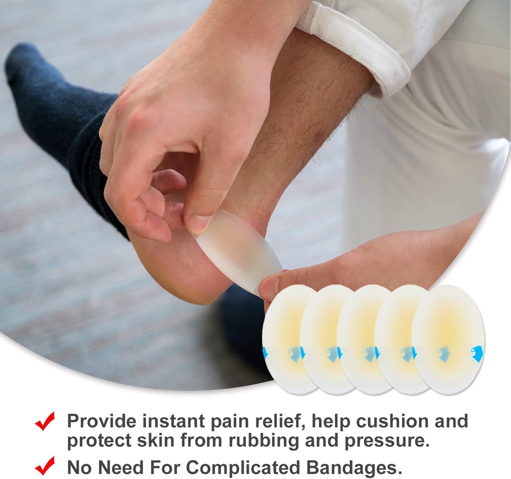 Blister Cushions (15PCS) Gel Hydrocolloid Seal Bandages for Fingers, Toes, Heels - Waterproof Blister Prevention Pads, Ultra-Thin Adhesive