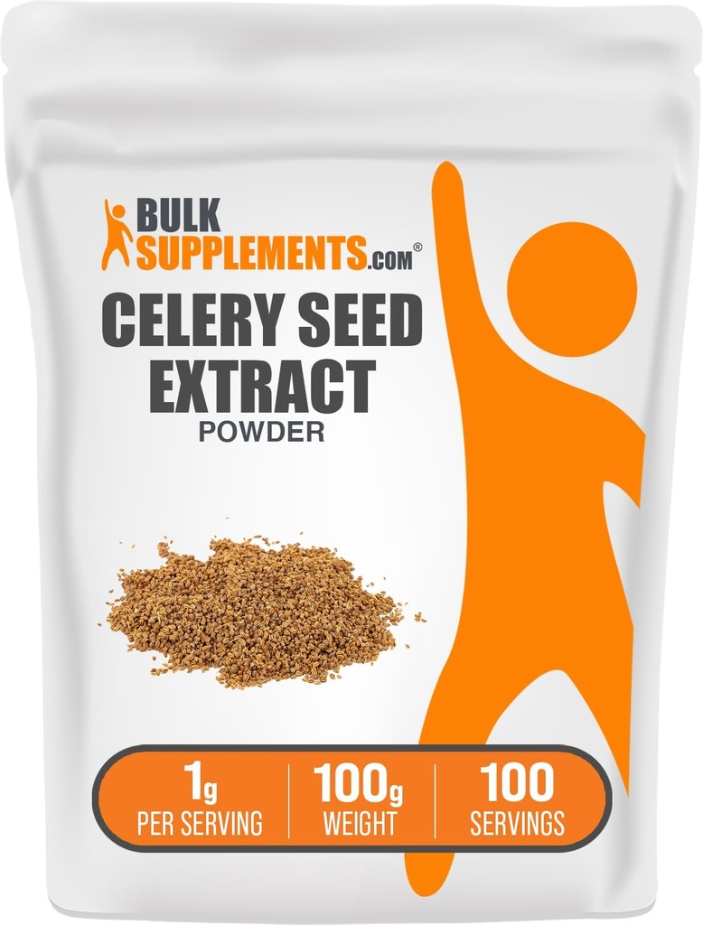 BulkSupplements.com Celery Seed Extract Powder - συμπλήρωμα σπόρων σέλινου, συμπλήρωμα βοτάνων - Vegan & Gluten Free, 1g ανά Σερβίρισμα, 100g (3.5 oz) (πακέτο του 1)