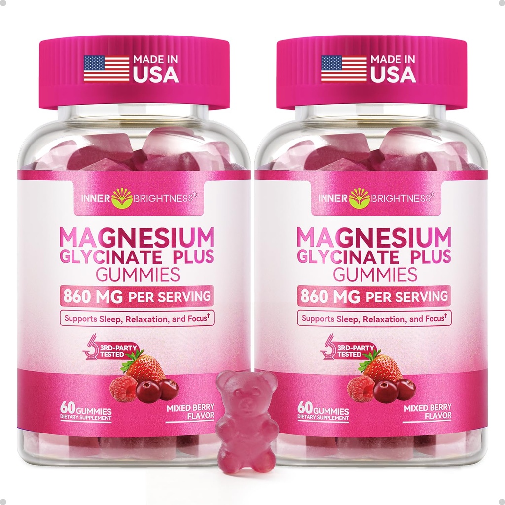 Μαγνήσιο Γλυκινικό Gummies 600mg, Μη ΓΤΟ, Χωρίς γλουτένη, Μαγνήσιο Gummies για ενήλικες, ύπνο, χαλάρωση & εστίαση, μικτό μούρο, 120 Count
