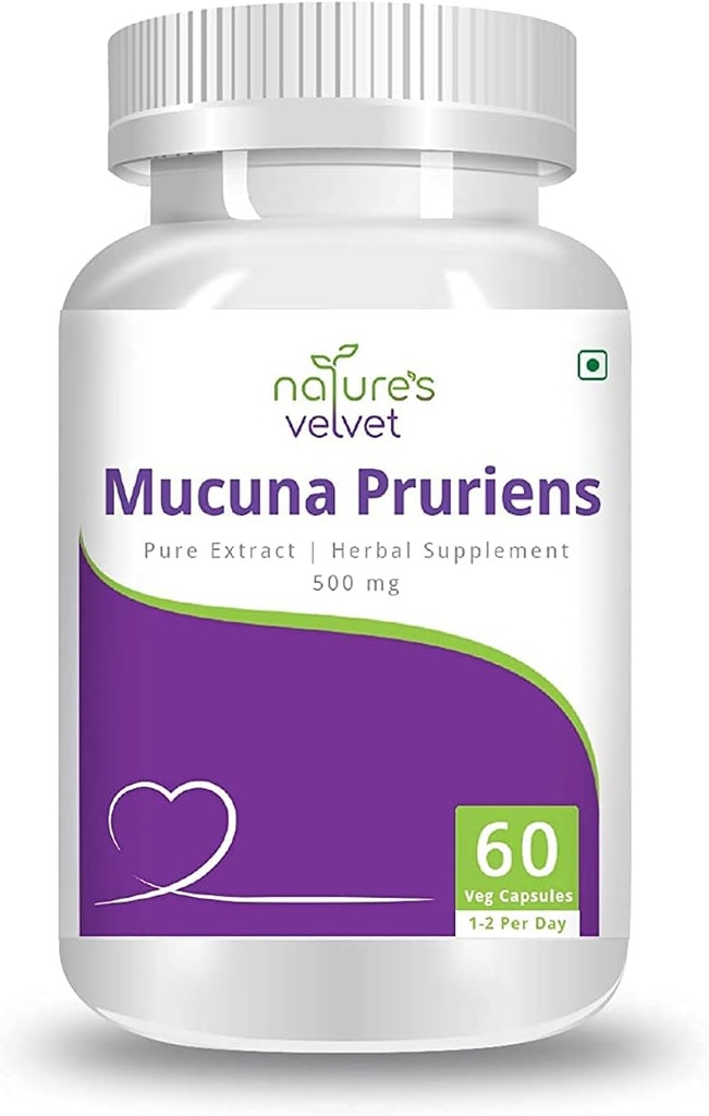 XLO Nature's Velvet Mucuna Pruriens Pure Extract 500 mg, 60 Veggie Capses Συσκευασία του 1