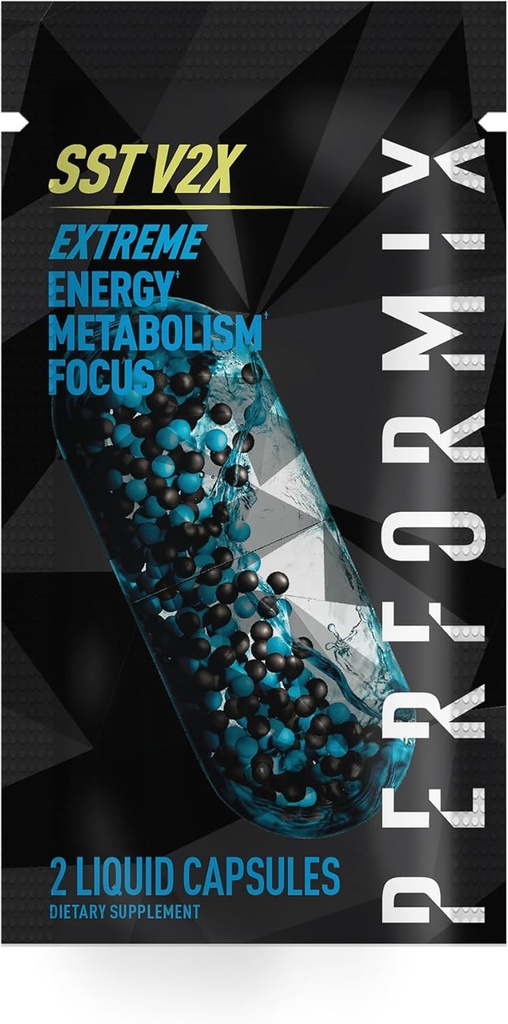PERFORMIX - SST V2X - Προ προπόνηση - 300 mg καφεΐνη - Ενεργειακά Συμπληρώματα - Δεν Crash - Καταλληλότητα Στόχοι - Nootropic - Χρονομετρημένη-απελευθέρωση για όλη την ημέρα Focus, Mood & Energy Boost - Άνδρες & Γυναίκες - 2 κάψουλες