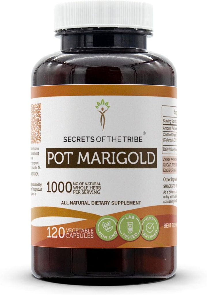 Μυστικά της Αγέλης Marigold 120 κάψουλες, 1000 mg, Pot Marigold (Calendula Officinalis) Αποξηραμένο Λουλούδι (120 κάψουλες)