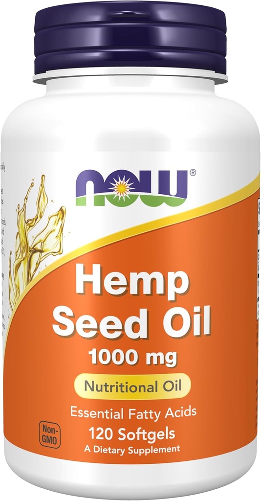 NOW Foods Supplements, Hemp Seed Oil 1,000 mg, Essential Fatty Acids, Nutritional Oil, 120 Softgels