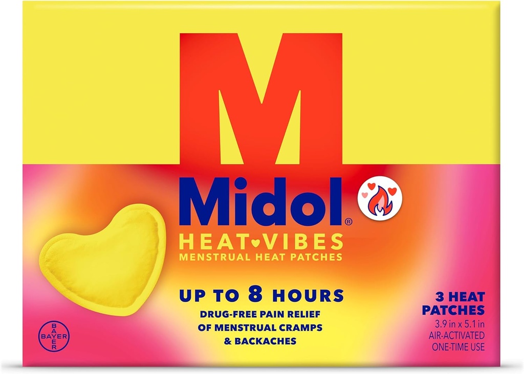 Midol Θερμότητα Vibes έμμηνο Pain Relief Patches, για την περίοδο Cramp και Backache Relief, πακέτο των 3