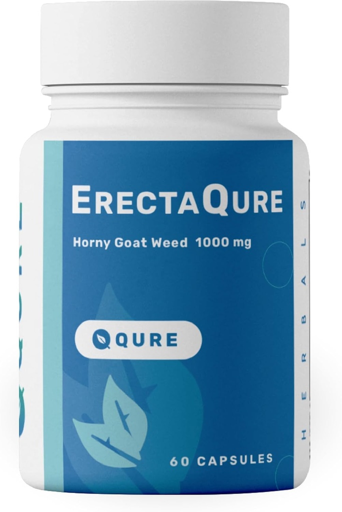 ErectaQure Horny Goat Weed for Men - Male Enhancing Supplement for Increased Male Drive - Tongkat Ali, Ginseng Root & Superoxide Anions - 60 Capsules Gluten-Free
