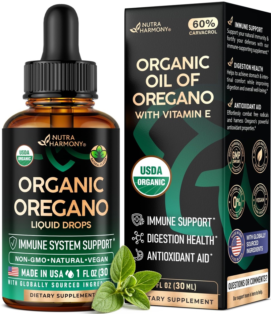 USDA Organic Oil of Rigano - Υγρές σταγόνες με βιταμίνη Ε - Made in USA - Συμπλήρωμα για την Ανοσολογική Υποστήριξη, Digestion Health & Antioxidant - Non-GMO, Natural, Vegan - Ως χάπια, κάψουλες, Softgels 1 fl oz