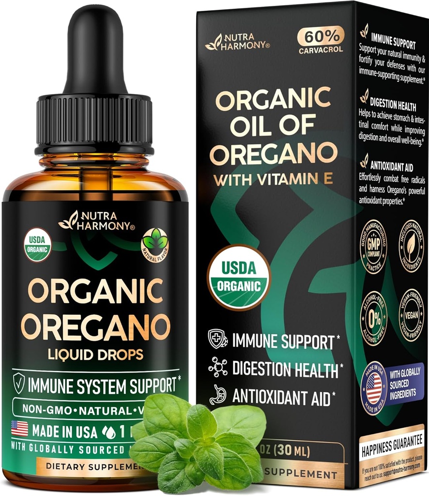 USDA Organic Oil of Rigano - Υγρές σταγόνες με βιταμίνη Ε - Made in USA - Συμπλήρωμα για την Ανοσολογική Υποστήριξη, Digestion Health & Antioxidant - Non-GMO, Natural, Vegan - Ως χάπια, κάψουλες, Softgels 1 fl oz