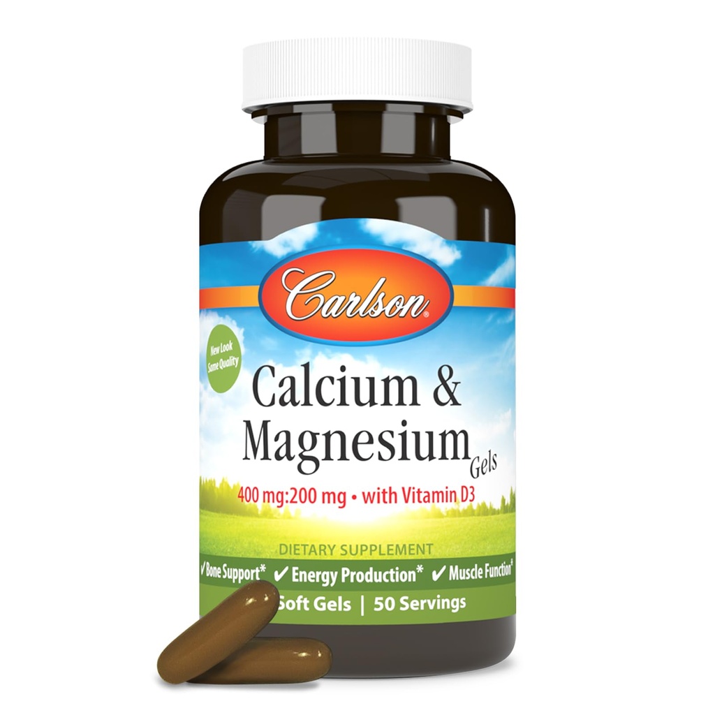 Carlson - Cal-Mag Gels, 2:1 αναλογία ασβεστίου προς μαγνήσιο, υποστήριξη οστών, παραγωγή ενέργειας, 100 μαλακά τζελ