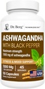 Berg Ashwagandha Κάψουλες 1000mg - Περιλαμβάνει ρίζα Ashwagandha με μαύρο πιπέρι από Bioperine - Ashwagandha Συμπληρώματα 90 κάψουλες