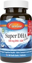 Carlson - Super DHA Gems, 500 mg DHA Συμπληρώματα, 640 mg Λιπαρά Οξέα, Wild-Caught Νορβηγικό ιχθυέλαιο Αρκτικής Συμπυκνωμένο, Με Βιώσιμη προέλευση Nordic Fish Oil Κάψουλες, 60+20 Softgels