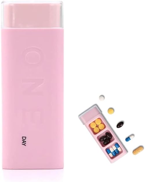 Travel Pill Organizer 3 φορές την ημέρα, Daily Pill Box για το ταξίδι, Χαριτωμένο Φορητό Pill Υπόθεση Pill dispenser Mini Pill Κάτοχος για συμπληρώματα, χάπια, βιταμίνες και φαρμακευτική αγωγή (Pink)