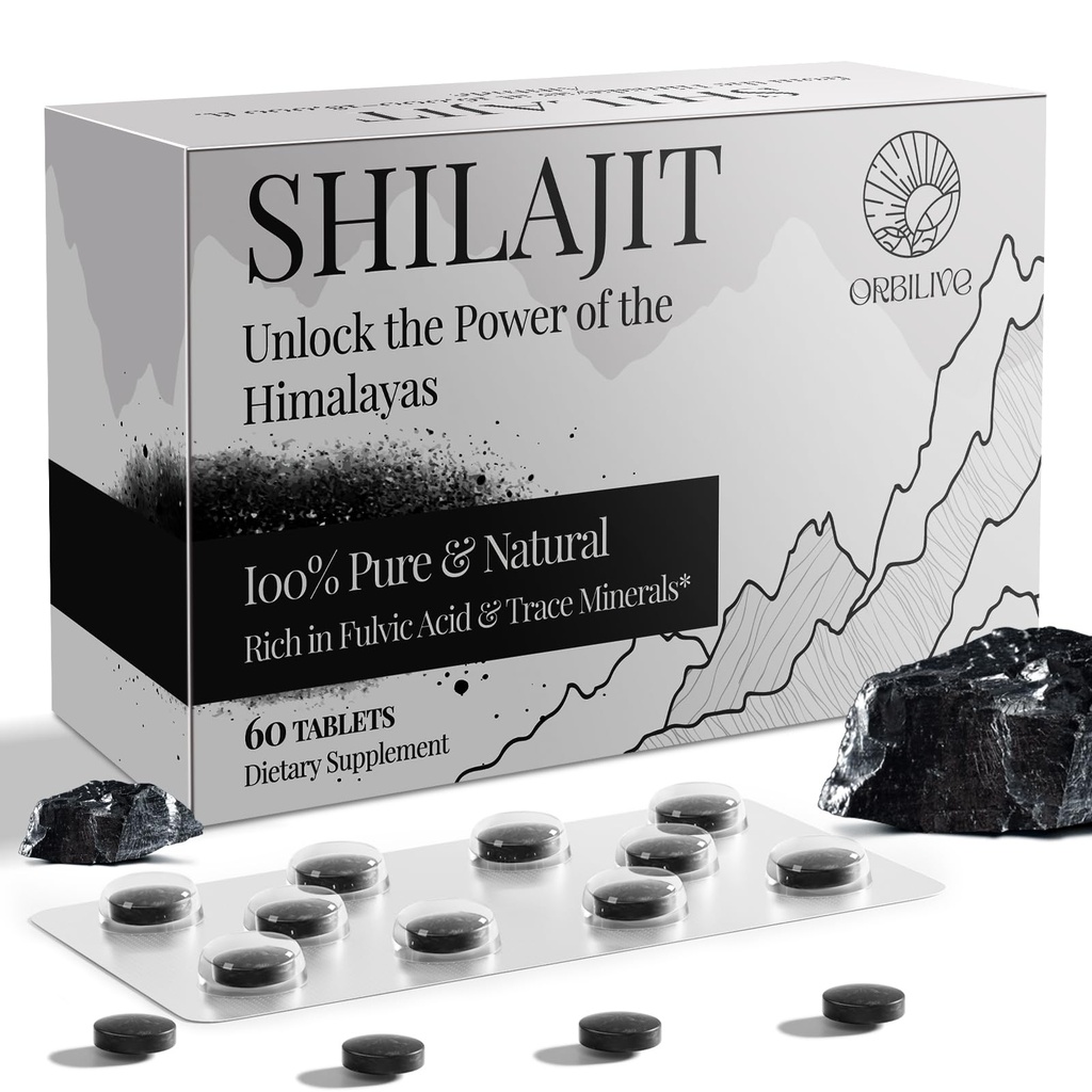 30.000 MG Shilajit Tablets, 100% Shilajit Pure, Ιμαλάια Βιολογικά, Shilajit για άνδρες και γυναίκες πλούσια σε Fulvic Acid & 85+ Trace Minerals, Shilajit συμπλήρωμα για την ενέργεια & ανοσοποιητικό σύστημα, 60 Count