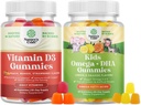 Δέσμη βιταμίνης D3 Gummies για την καθημερινή ευεξία με 2000IU ανά υπηρεσία μυών των οστών & ανοσοποιητική υποστήριξη και τα παιδιά DHA Omega 3 Gummies - λιπαρά οξέα Omega 3 6 9 για τον εγκέφαλο, ανοσοποιητική δύναμη & όραση