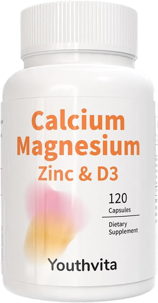 Calcium Magnesium Zinc VitaminD3 Capsules, Support Immune & Bone Health, 120 Count