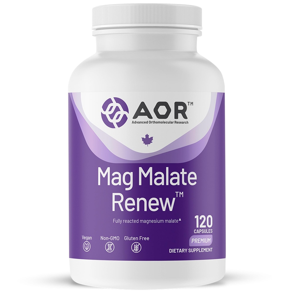 AOR, Mag Malate Renew, Υποστηρίζει μια υγιή καρδιά, μυϊκή λειτουργία και ενέργεια, συμπλήρωμα μαγνησίου, 120 μερίδες (120 κάψουλες)
