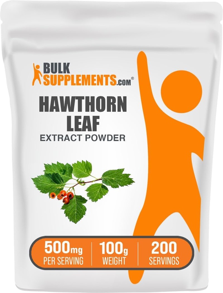 BulkSupplements.com Hawthorn Leaf Extract Powder - Hawthorn Leaf Supplement - Βότανο συμπλήρωμα, Vegan & Gluten Free, 500mg ανά Σερβίρισμα, 100g (3.5 oz) (πακέτο του 1)