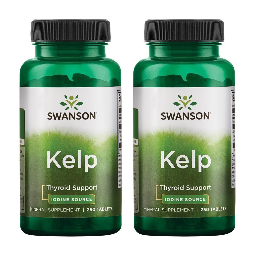 Swanson Kelp - Φυσική πηγή ιωδίου που υποστηρίζει την υγεία του θυρεοειδούς - Ορυκτό συμπλήρωμα w / Ιώδιο Πηγή Τυποποιημένο 0, 4% - (250 δισκία, 225mcg έκαστο) (2 Συσκευασία)
