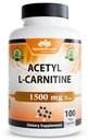 NaturaLife Labs Acetyl L-Carnitine (ALCAR) 1500 mg ανά σερβίροντας – 100 κάψουλες – Μη ΓΤΟ, Χωρίς γλουτένη, Vegan