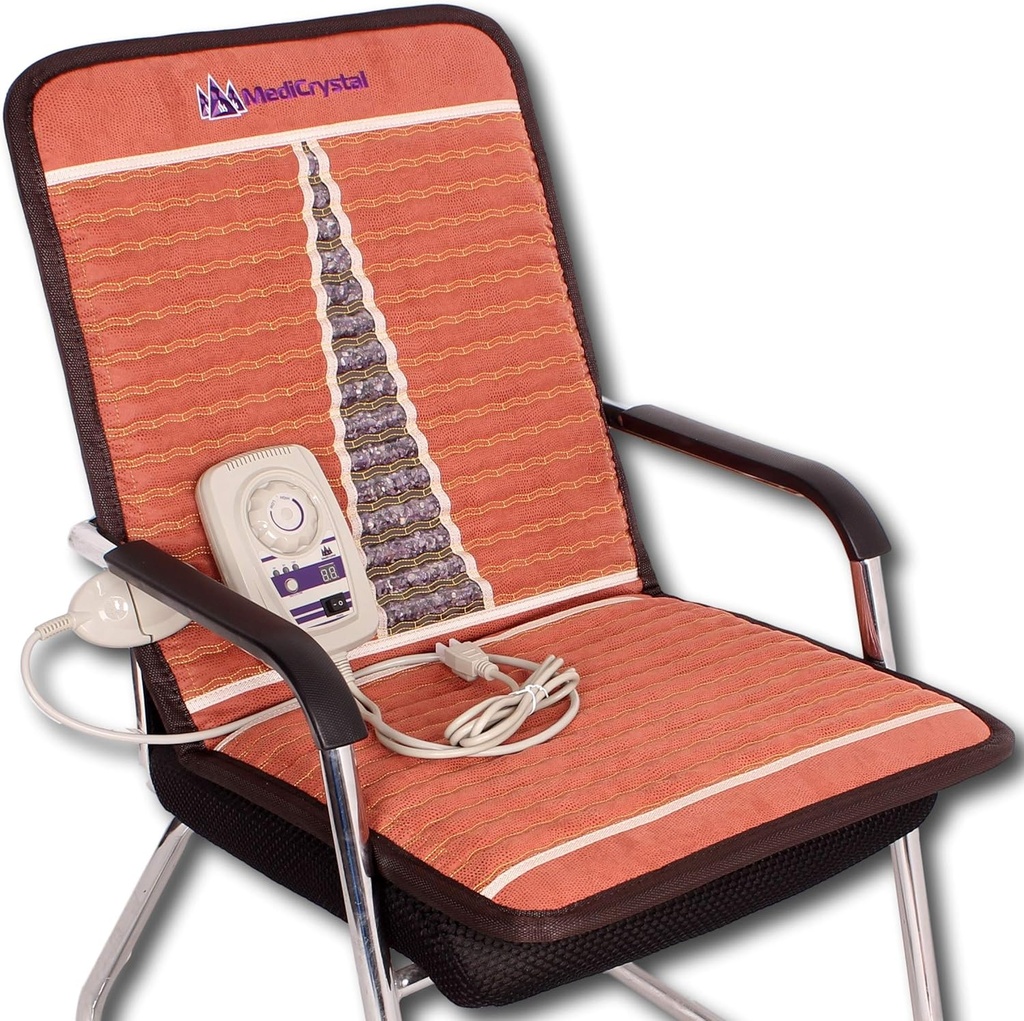 MediCrystal Far Infrared Chair Mat - 40”L x 20”W - Φυσικός αμέθυστος - FIR Θέρμανση 86-158°F (30-70°C) - Αρνητικό ιόντα - αρχικός κατασκευαστής- Hot Stone Pad