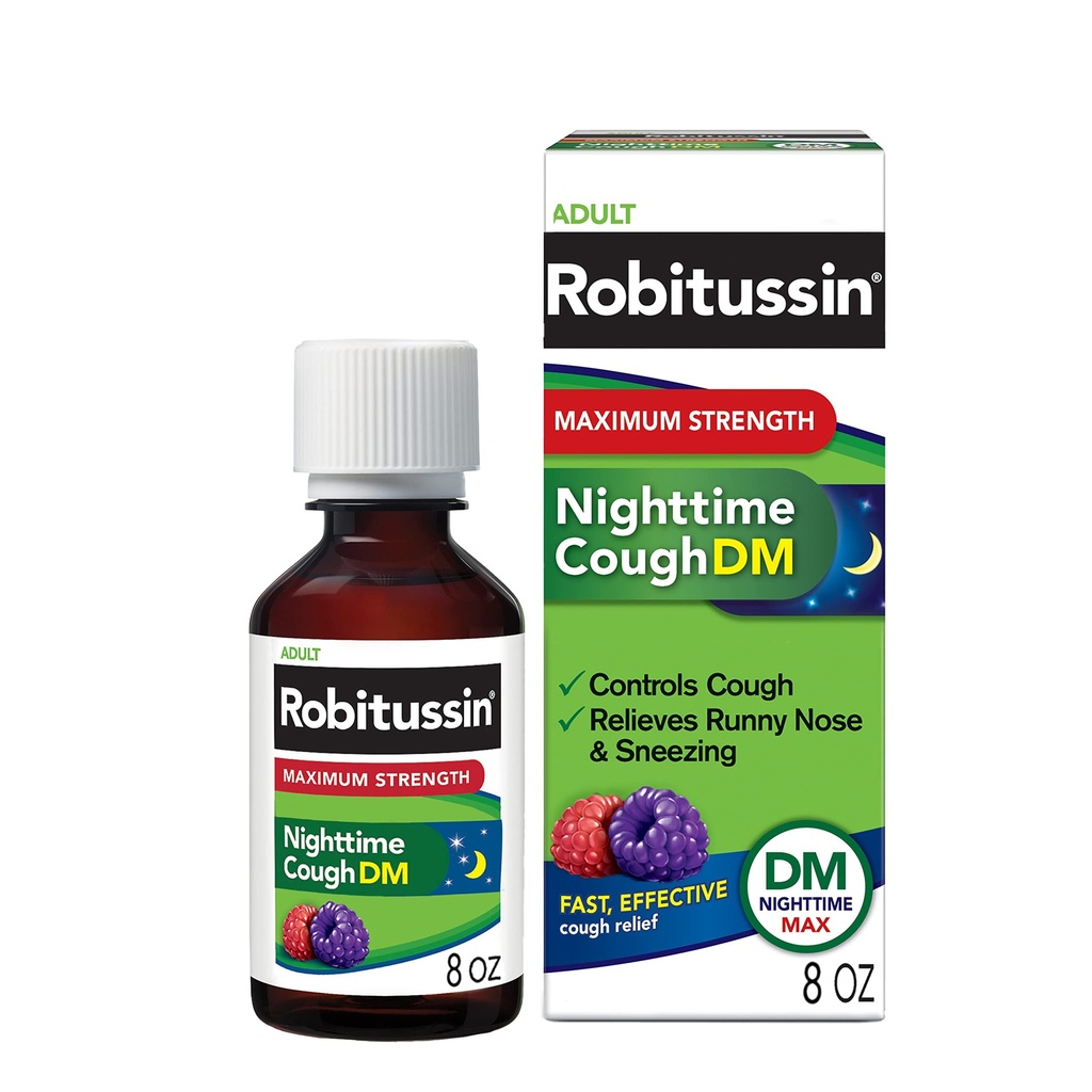 Robitussin Μέγιστη δύναμη τη νύχτα Βήχας Max, Ενηλίκων Formula, Berry Flavor - 8 Fl Oz μπουκάλι