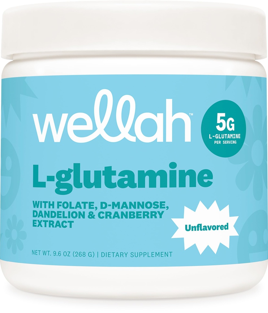 Wellah L-Glutamine σκόνη Άγευστη (50 σέρβις) - 5g L-Γλουταμίνη ανά σέρβις, Γλυκασμένη με Stevia