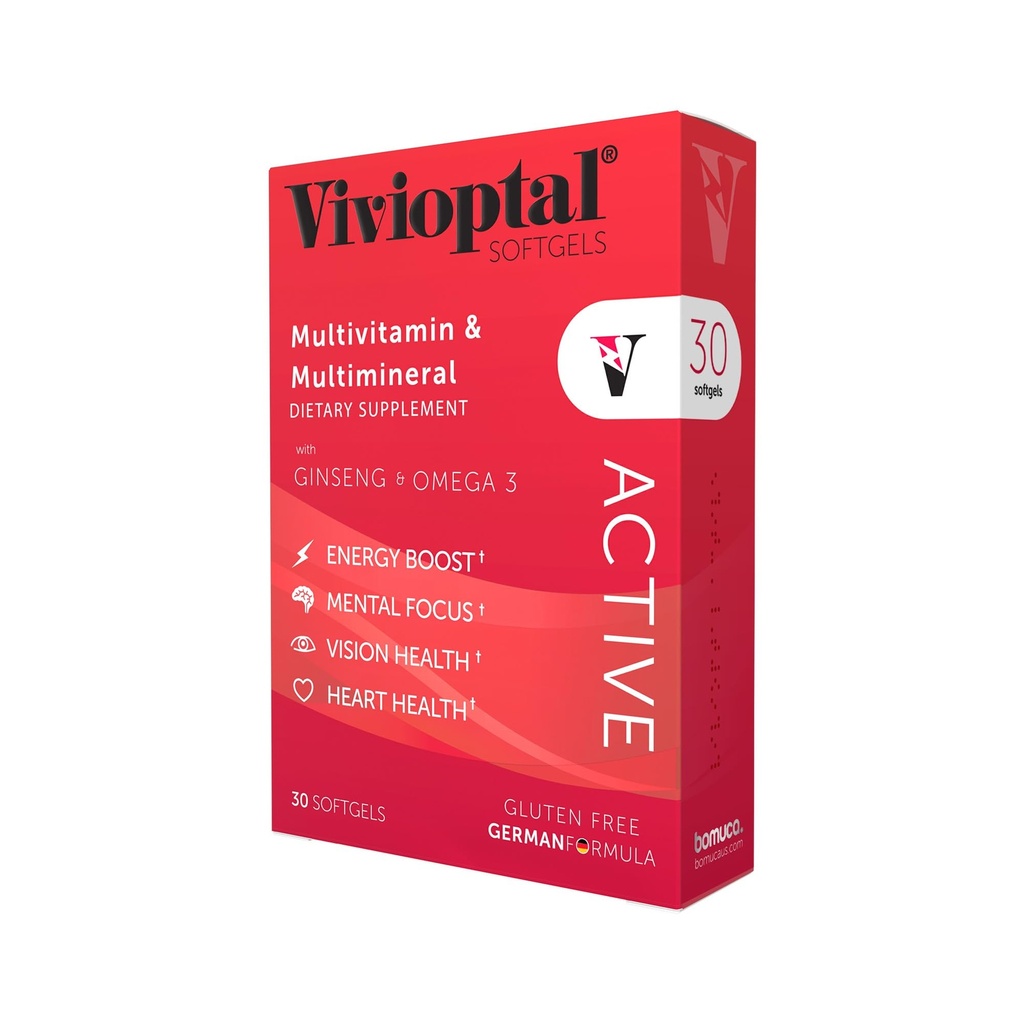 Vivioptal Active, 30 Softgels, Ginseng & Omega 3, Multivitamin & Multimineral, Gluten Free, Γερμανική Φόρμουλα