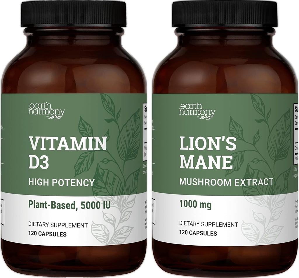Earth Harmony Vegan Vitamin D3 5000 eu & Organic Lion's Mane 1000mg Συμπληρωματικό - 120 κάψουλες