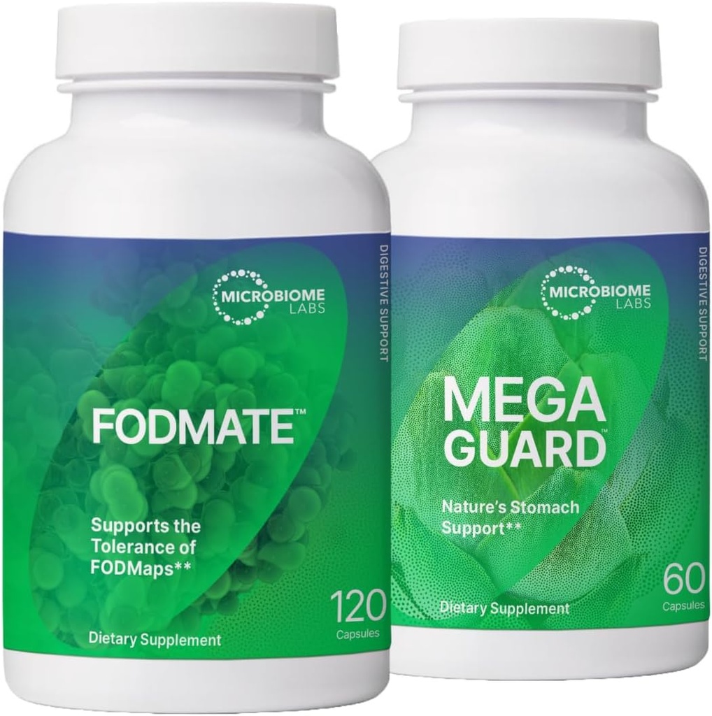 Microbiome Labs Digestion Support Bundle - FODMATE Digestive Enzymes & MegaGuard Digestive Aid with Ginger and DGL (2 Προϊόντα)
