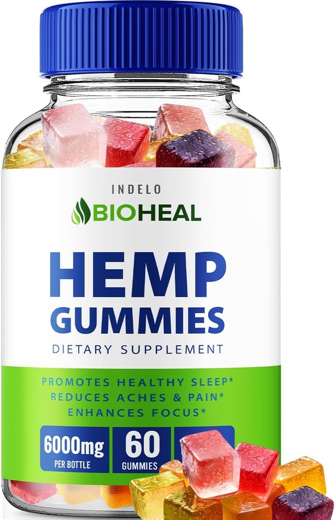 BioHeal Hemp Gummies - με το εκχύλισμα σπόρων κάνναβης Bio Heal Hemp Gummies εμβοές βοτανική συμπλήρωμα, την υγεία και την ευεξία Υποστήριξη, All Natual Hemp Gummy Advanced Formula (60 Gummies)
