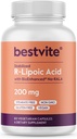 BESTVITE R-Lipoic Acid 200mg Σταθεροποιημένο με Bio-Enhanced Na-RLA (60 κάψουλες χορτοφάγων) - Δεν Stearates - Χωρίς γλουτένη - Vegan - Χωρίς γλουτένη - Μη ΓΤΟ
