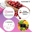 Cranberry PACs με D Mannose συμπληρώματα για γυναίκες, βιταμίνη C και γυναίκες Κολπικό προβιοτικό συμπεριλαμβανομένων Lactobacillus και Bifidobacterium στελέχη για την υγεία των ουροφόρων οδών - 60 κάψουλες Femuni UTH