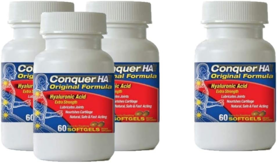 Original Form Hyaluronic Acid Pack of 4, Improve Mobility, Flexibility - 60 softgel Caps