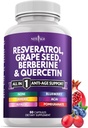 NEW AGE Resveratrol, Berberine, Grape Seed Extract, Quercetin - Polyphenol Supplement for Women and Men with Noni Extract, N-Acetyl Cysteine, Acai Extract - 60 Capsules