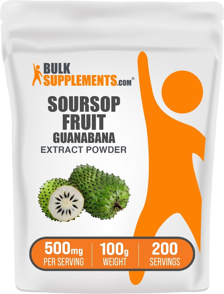 BulkSupplements.com Soursop Fruit Extract Powder - Guanabana Extract, Herbal Supplement - Χωρίς γλουτένη, 500mg ανά Σερβίρισμα, 100g (3.5 oz) (πακέτο του 1)