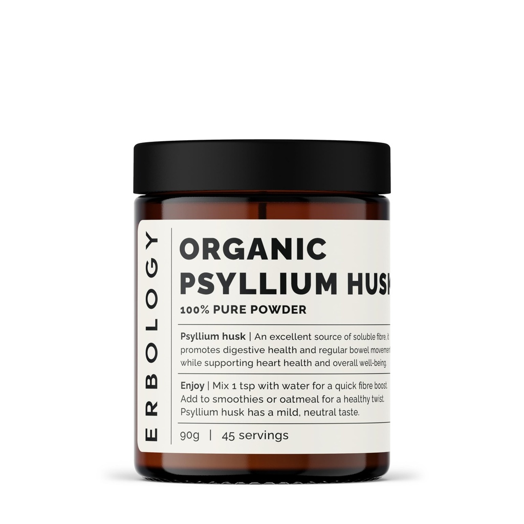 Erbology Organic Psyllium Husk Powder 3.2 oz - 45 Servings - Προωθεί Digestive Health and Regular Bowel Movies - Sustainablely πηγάζει κατευθείαν από τη φάρμα στην Ινδία - Μικρή παρτίδα - Vegan - GMO-free