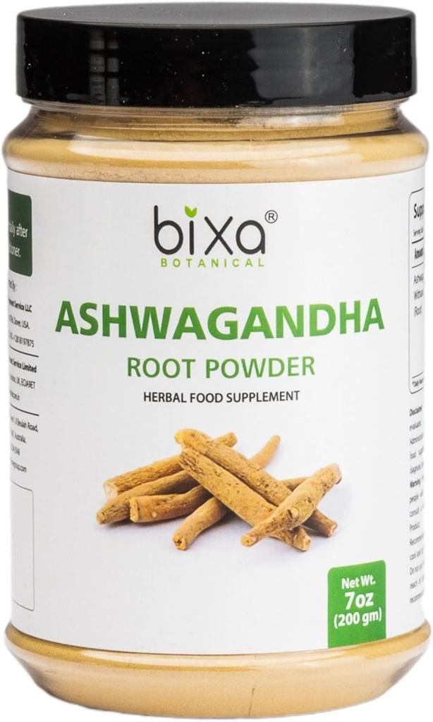 bixa BOTANICAL Ashwagandha Root Powder (Withania Somnifera Root) | Indian Ginseng- Best Re-Energizer & Immunity Booster | Herbal Supplement. (7 Ounce (Pack of 1), Ashwagandha Powder)