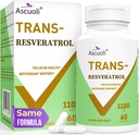 Ultra Purity Trans-Resveratrol 1100mg, 3-in-1 Advanced Formula Organic Resveratrol συμπλήρωμα, Max Αντιοξειδωτικό, Αντι-Γήρανση, Υγεία του δέρματος, lmmune & Ενέργεια, 1 συσκευασία