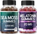 Ιρλανδικό Θαλάσσιο Μος (90 Gummies) Ακατέργαστο Seamoss για Thyroid, Ενέργεια, & Ανοσολογική Υποστήριξη και Μελατονίνη για Ενήλικες (180 Count) Γρήγορη Διάλυση Μελατονίνη Υψηλή Ικανότητα - Μικτή Γεύση Μπέρι - Vegan Ασφαλές & Κατασκευασμένο στις ΗΠΑ