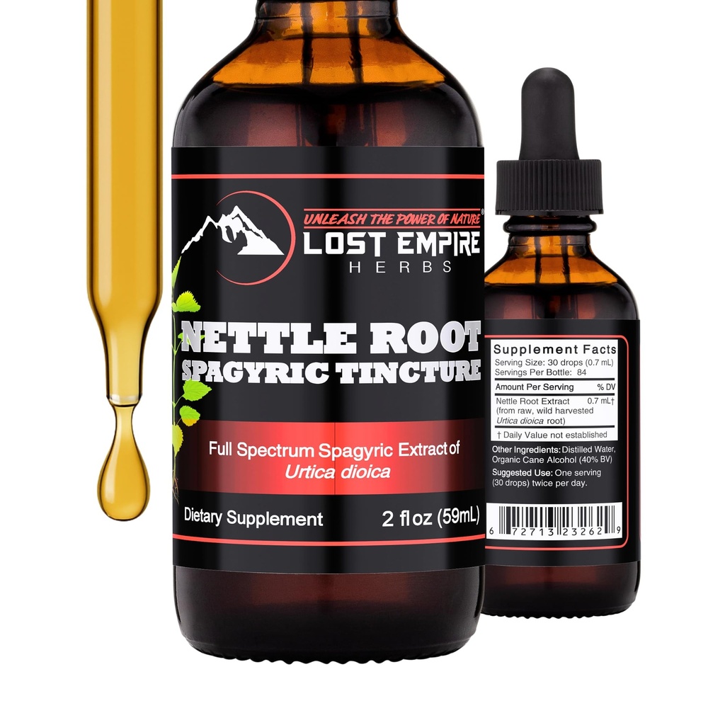 Lost Empire Herbs Nettle Root Extract Spagyric Tincture (2 fl oz) - Άγρια Συγκομιδή από το συμπλήρωμα για τους άνδρες, λειτουργία ούρων, BPH, απώλεια μαλλιών - 3ο μέρος εργαστήριο δοκιμαστεί