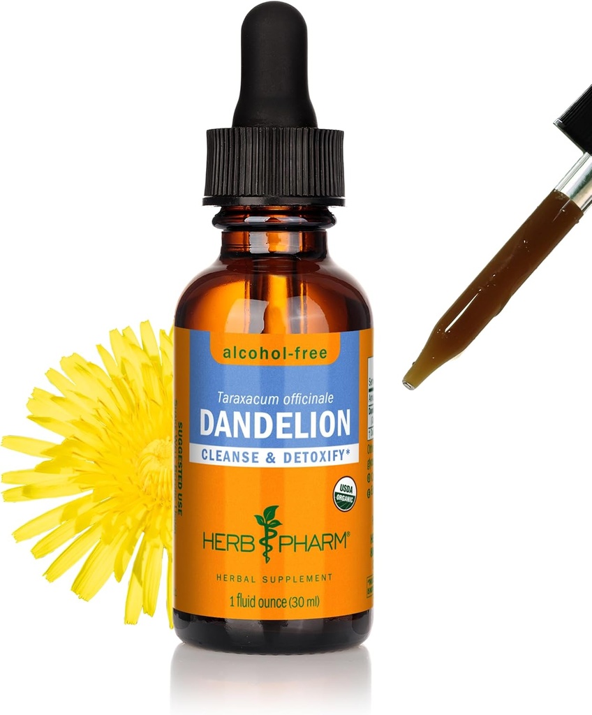 Βότανο Pharm Certified Organic Dandelion Liquid Extract για τον καθαρισμό και την αποτοξίνωση, Glycerite χωρίς αλκοόλ, 1 Fl Oz