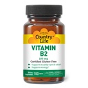Country Life Vitamin B2 100mg Riboflavin συμπλήρωμα – ενισχύει την παραγωγή ενέργειας & υποστηρίζει τη λειτουργία κυττάρων, χωρίς γλουτένη, Vegan, Kosher, Halal – χωρίς συντηρητικά, ΓΤΟ ή τεχνητές γεύσεις, 100 Count