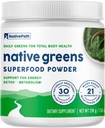 NativePath Native Greens Superfood Powder – Βιολογικά Πράσινα, Spirulina, Beet Root Powder, Digestive Enzymes, Probiotics, Nightshade-Free, Φυσικά ζαχαρωμένο, 30 εξυπηρετήσεις