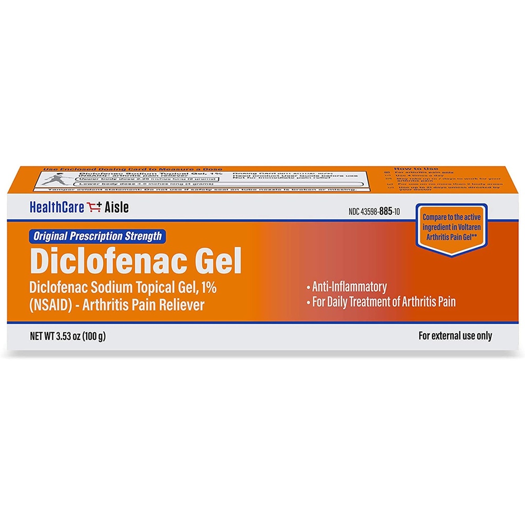 HealthCareAisle Diclofenac Gel, 1%, Αρθρίτιδα Ανακούφιση πόνου - σωλήνα 100 g - Αρχική δύναμη συνταγής (ΜΣΑΦ)
