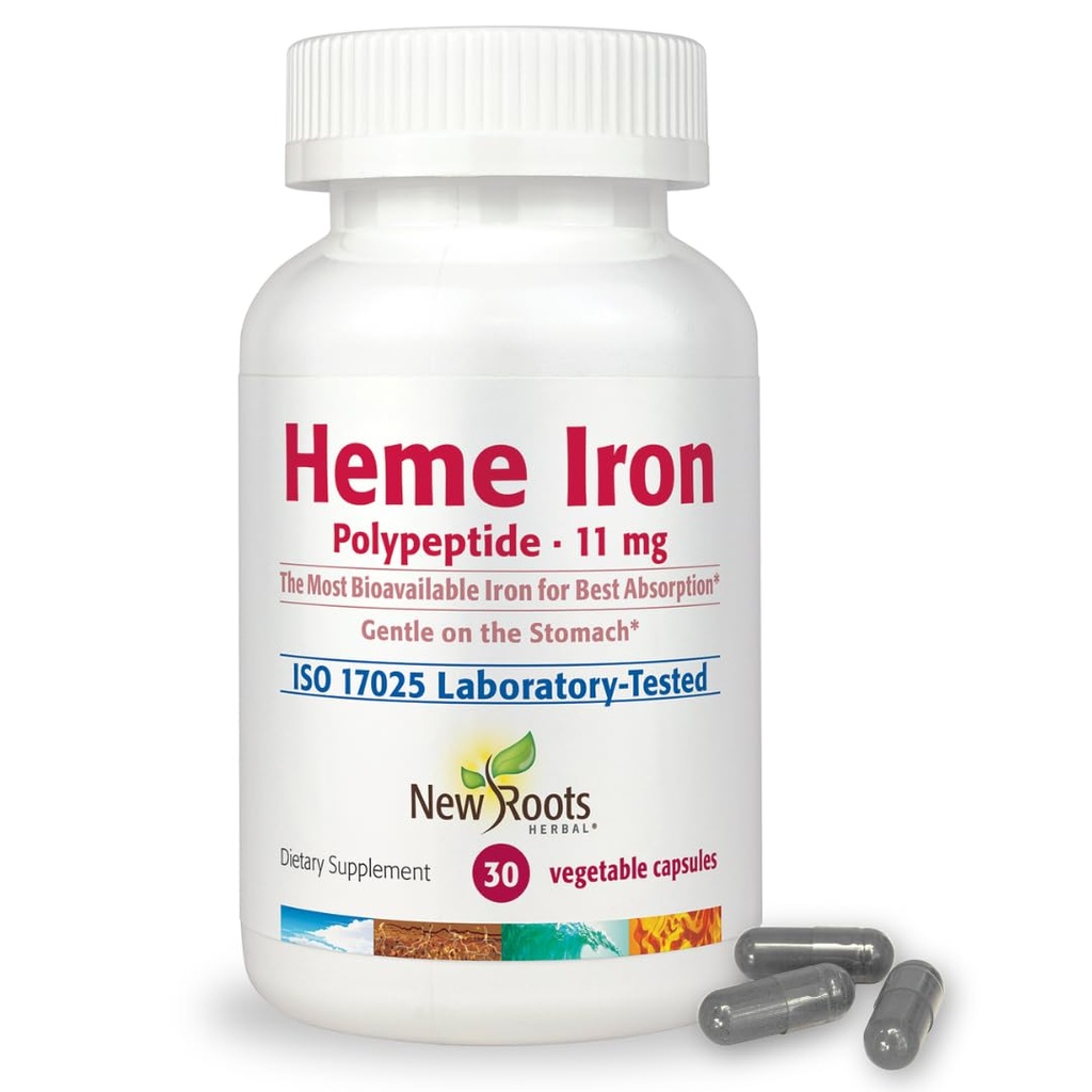 NEW ROOTS HERBAL Heme Iron Supplement with Vitamin C & B12 for Best Abvortion 