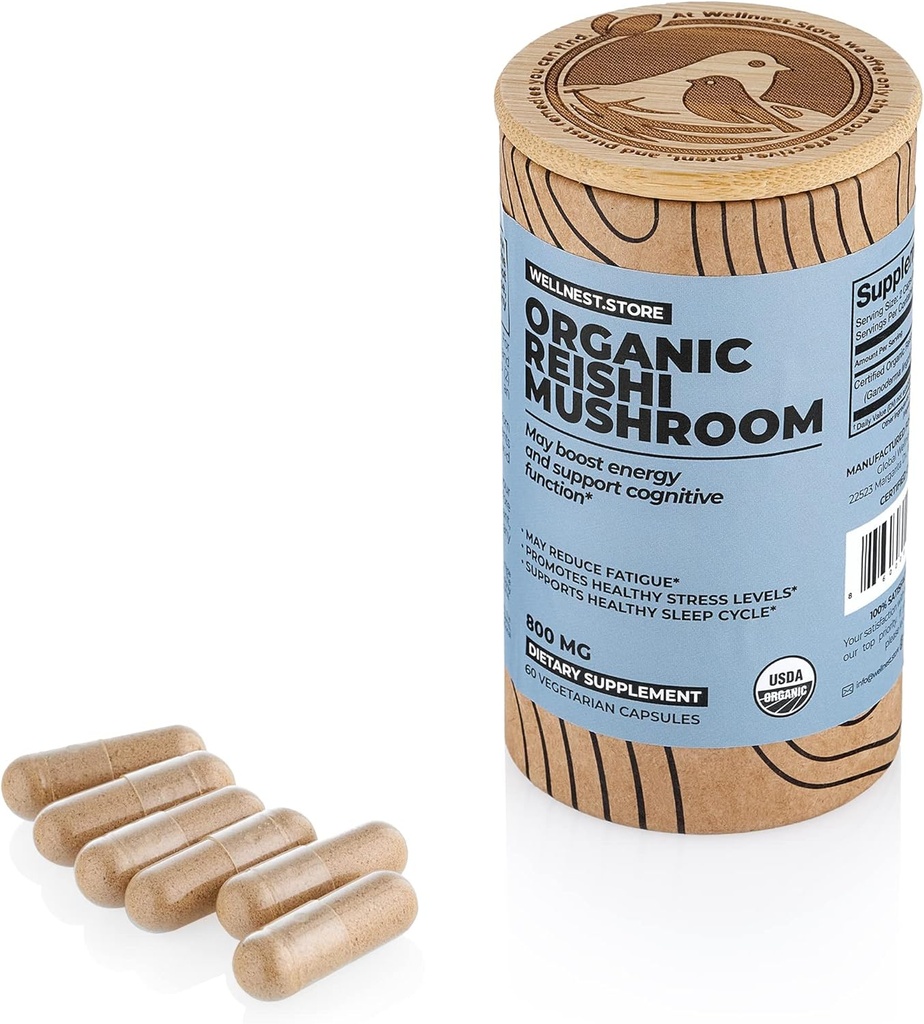 Reishi Βιολογικό συμπλήρωμα μανιταριών κάψουλες 