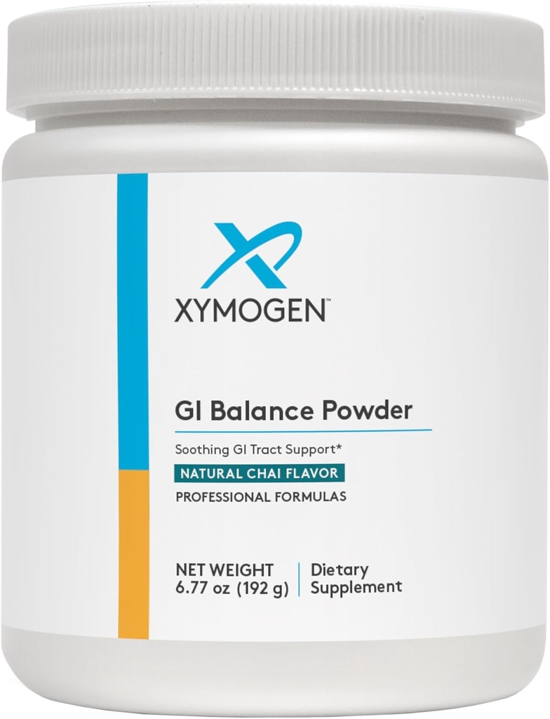 XYMOGEN GI Balance Powder - Καταπραϋντική GI Tract Support with Marshmallow Root, Licorice, Quercetin, Zinc L-Carnosine, Aloe, Gastric Mucin - Υποστηρίζει Gut Health + Healthy Bowel Function - Chai (6.77 oz)