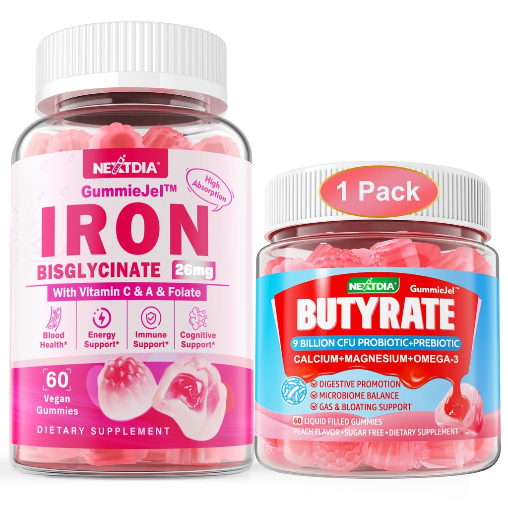 Butyrate Gummies + Διγλυκινικός σίδηρος 26mg γεμάτος Gummies